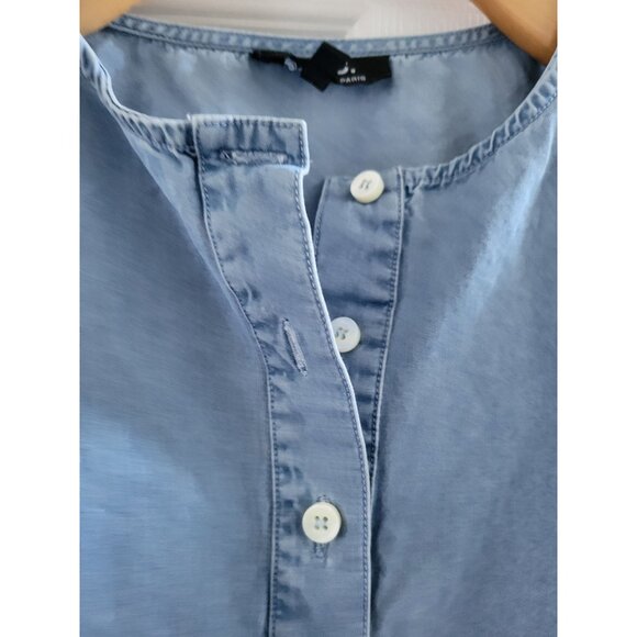 A.P.C APC Womens Blue Chambray top size Medium long sleeve Clean Girl Minimalist - Picture 3 of 7